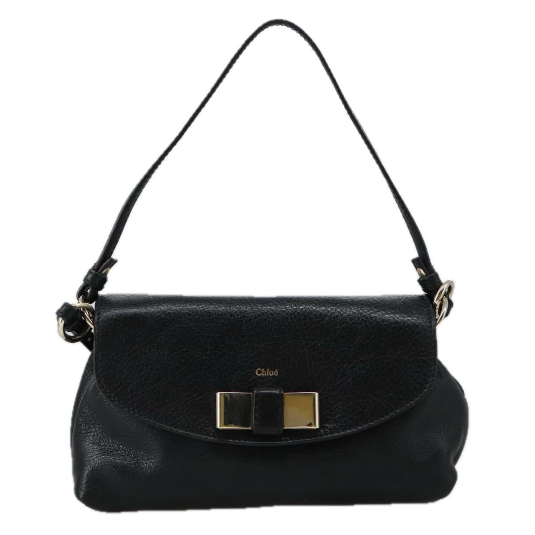 Chloe Lily Hand Bag Leather 2way Black Gold yk15964