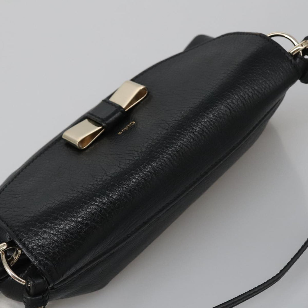 Chloe Lily Hand Bag Leather 2way Black Gold yk15964