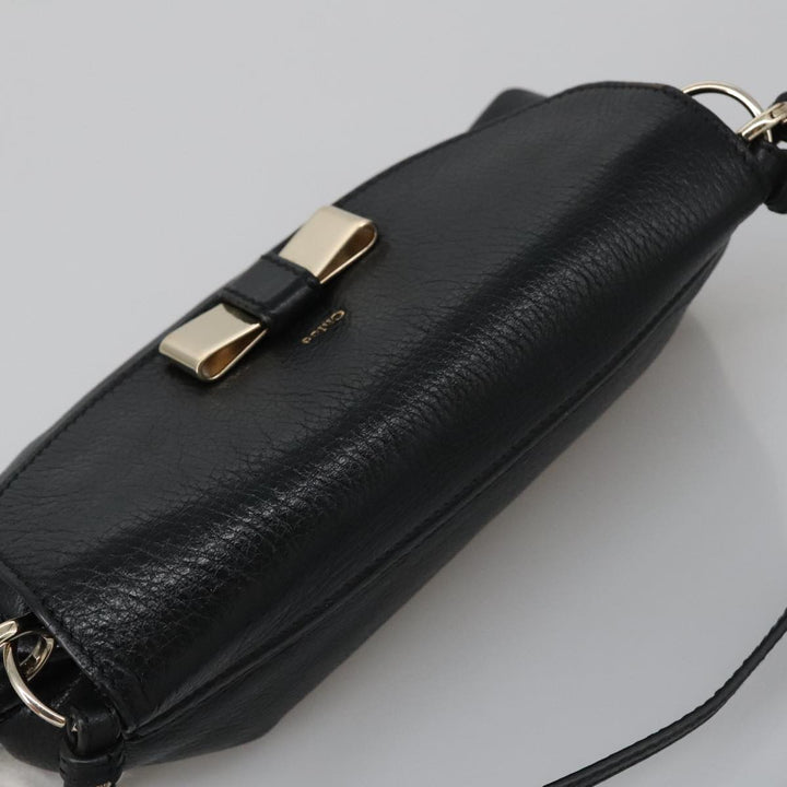 Chloe Lily Hand Bag Leather 2way Black Gold yk15964