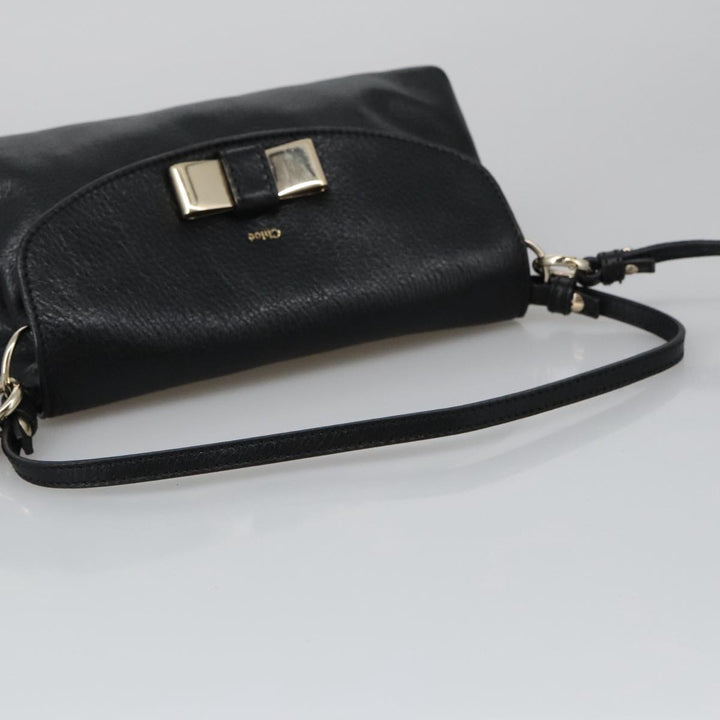 Chloe Lily Hand Bag Leather 2way Black Gold yk15964