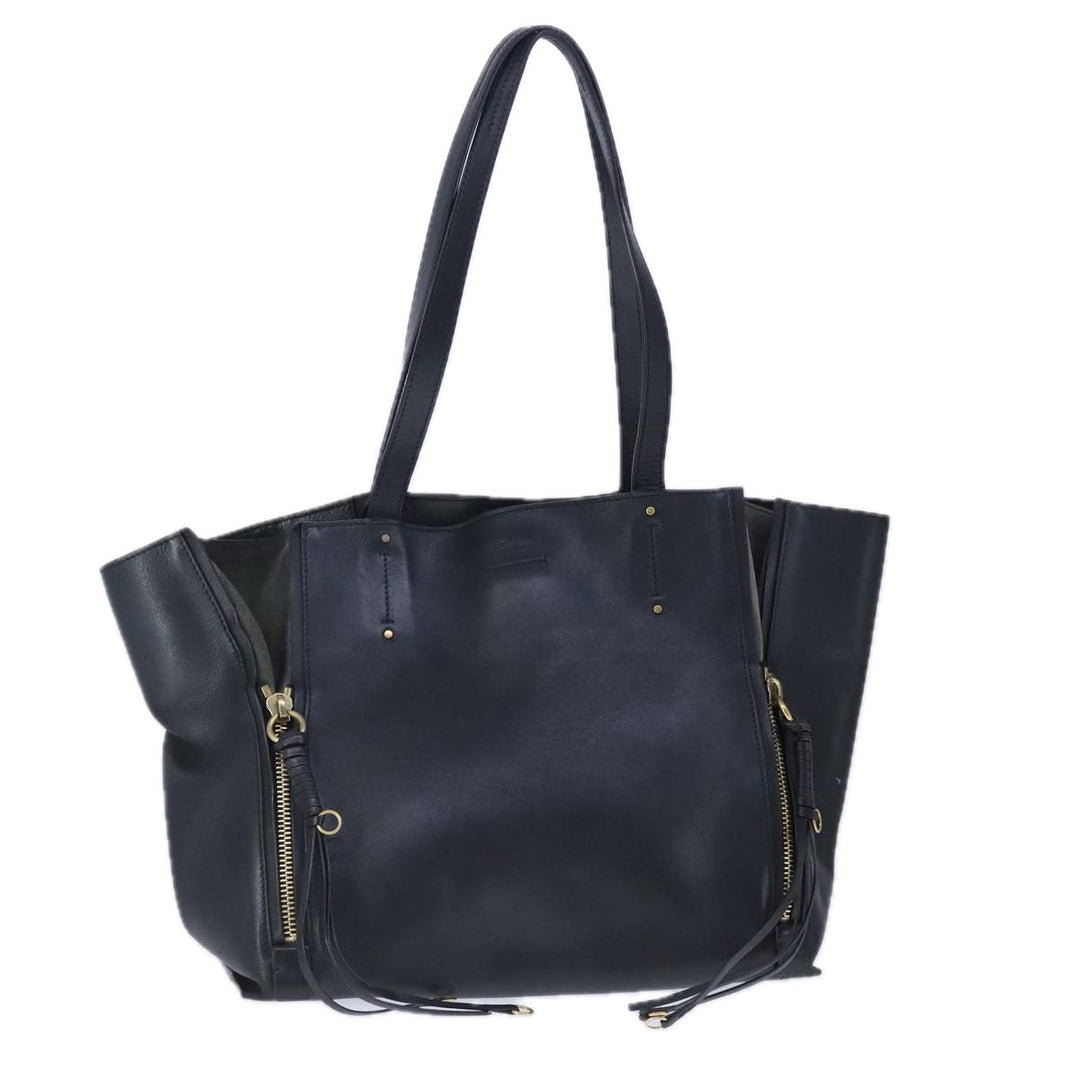 Chloe Milo Tote Bag Leather Black Gold yk15967