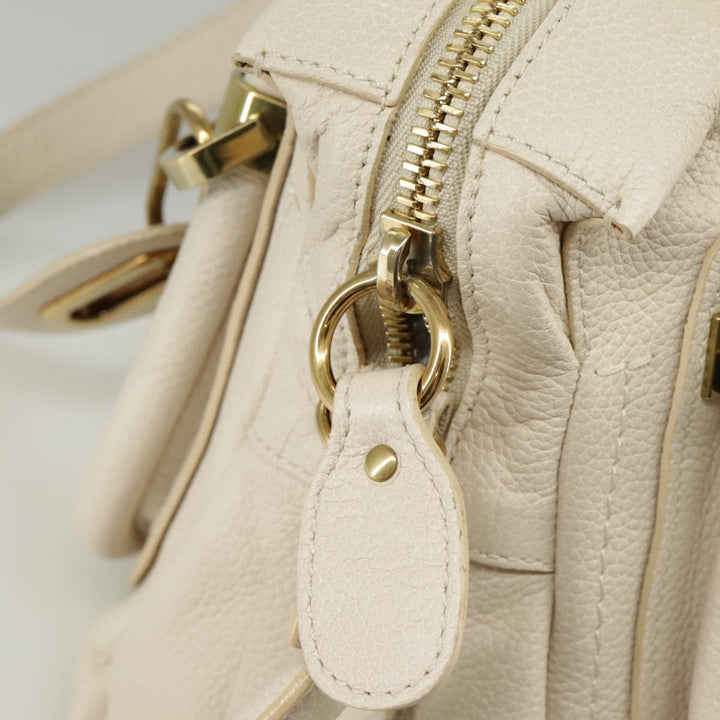 Chloe Paraty Hand Bag Leather 2way Beige Gold yk16082