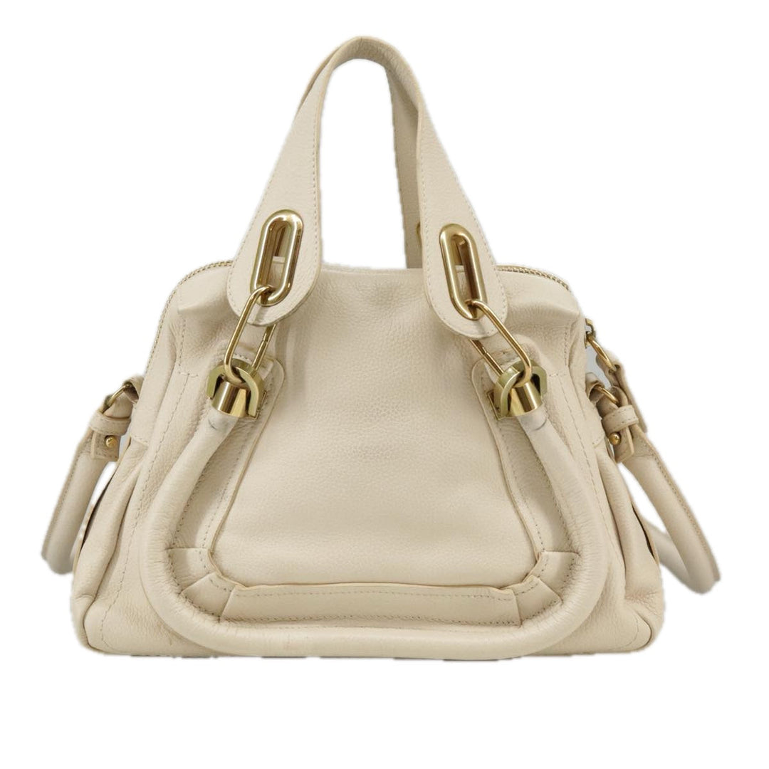Chloe Paraty Hand Bag Leather 2way Beige Gold yk16082