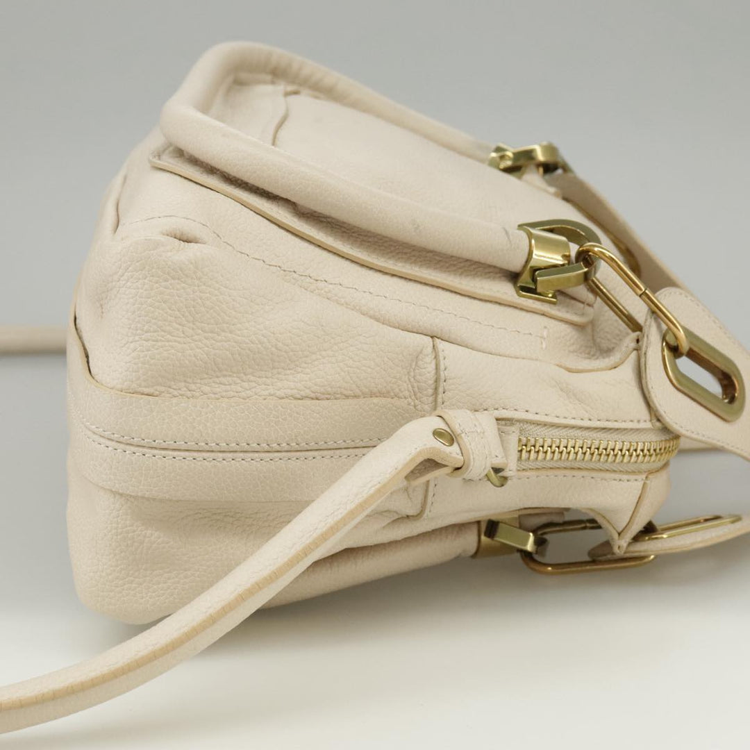 Chloe Paraty Hand Bag Leather 2way Beige Gold yk16082