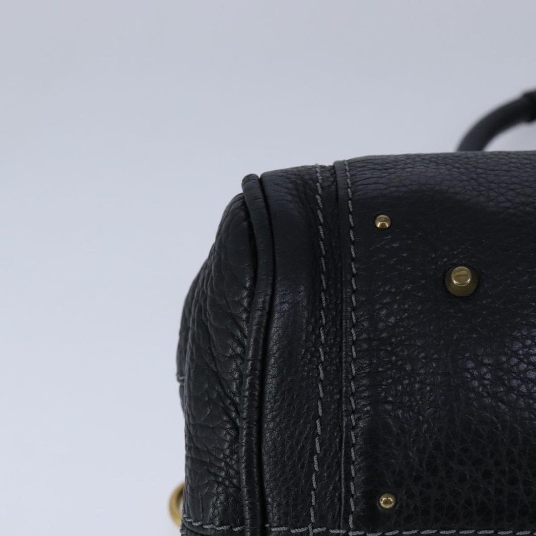 Chloe Paddington Hand Bag Leather Black Gold Silver yk16230