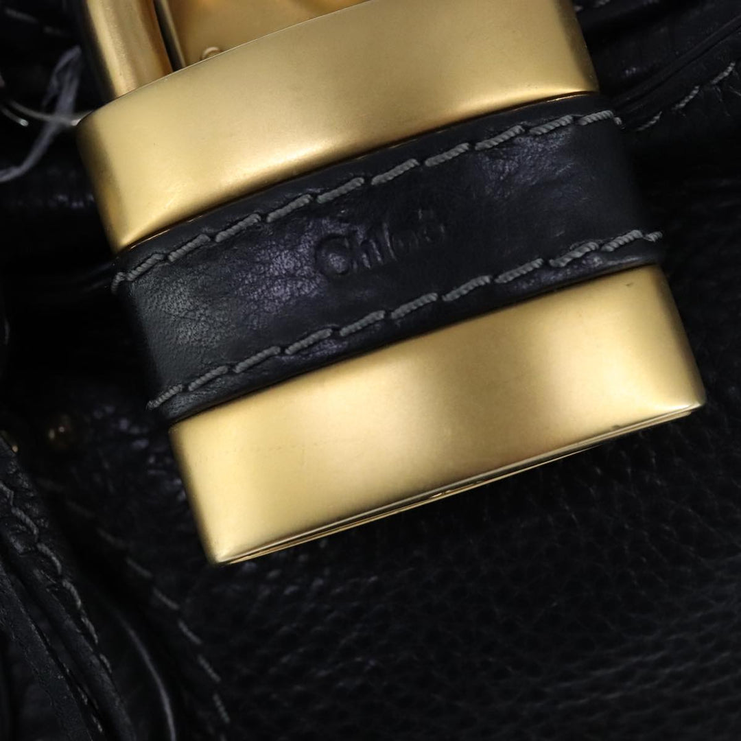 Chloe Paddington Hand Bag Leather Black Gold Silver yk16230