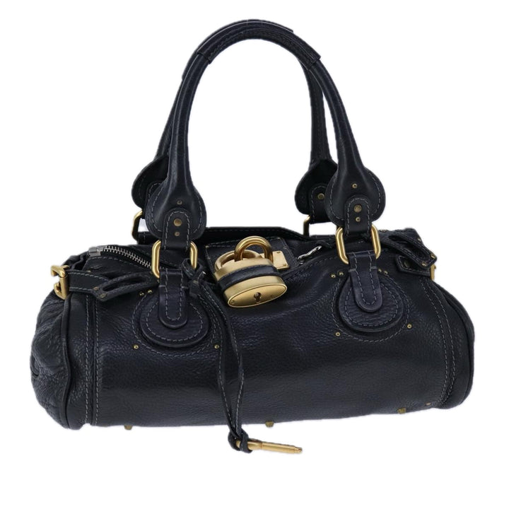 Chloe Paddington Hand Bag Leather Black Gold Silver yk16230