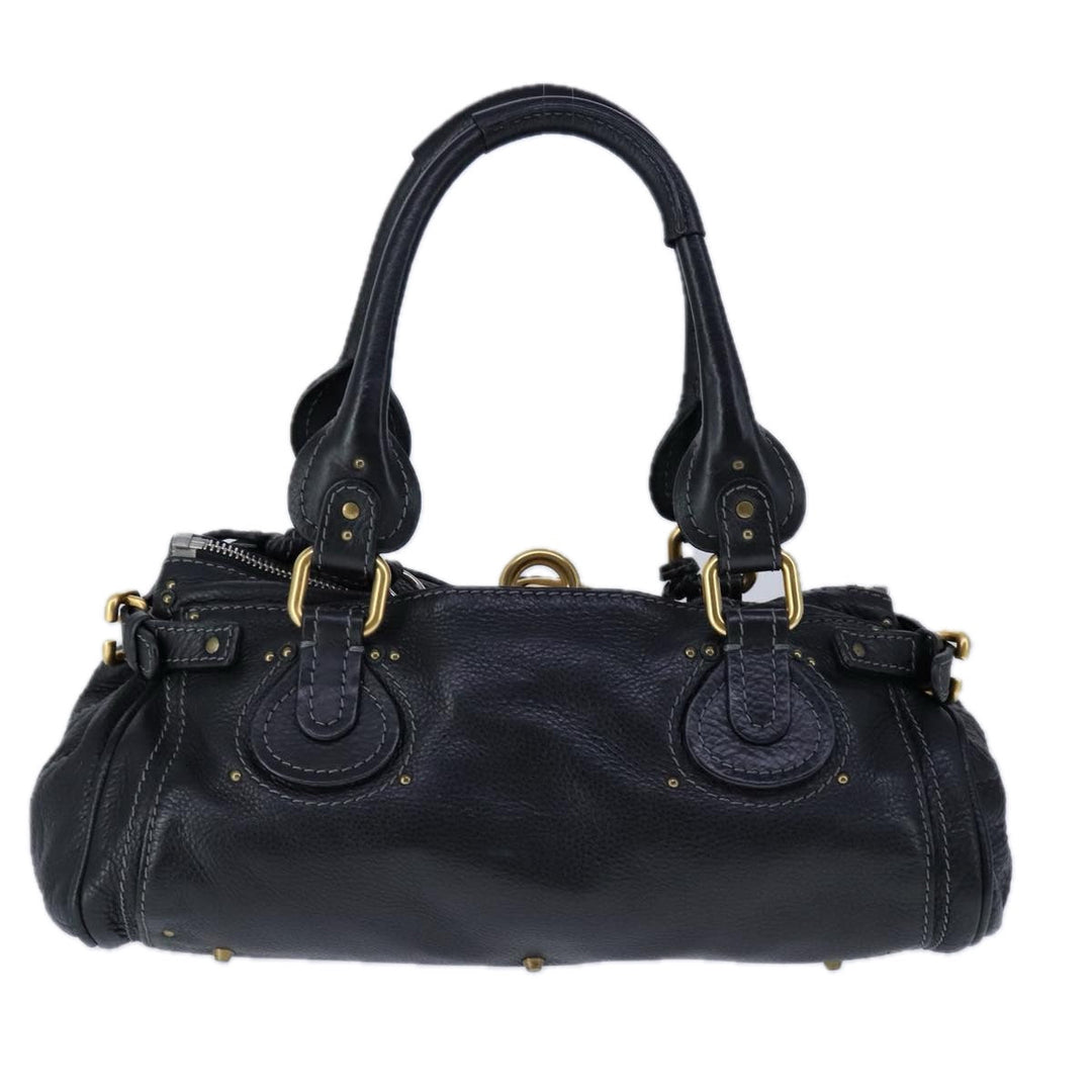 Chloe Paddington Hand Bag Leather Black Gold Silver yk16230