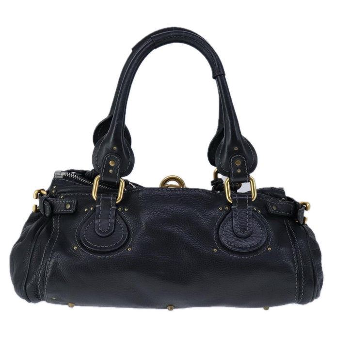 Chloe Paddington Hand Bag Leather Black Gold Silver yk16230