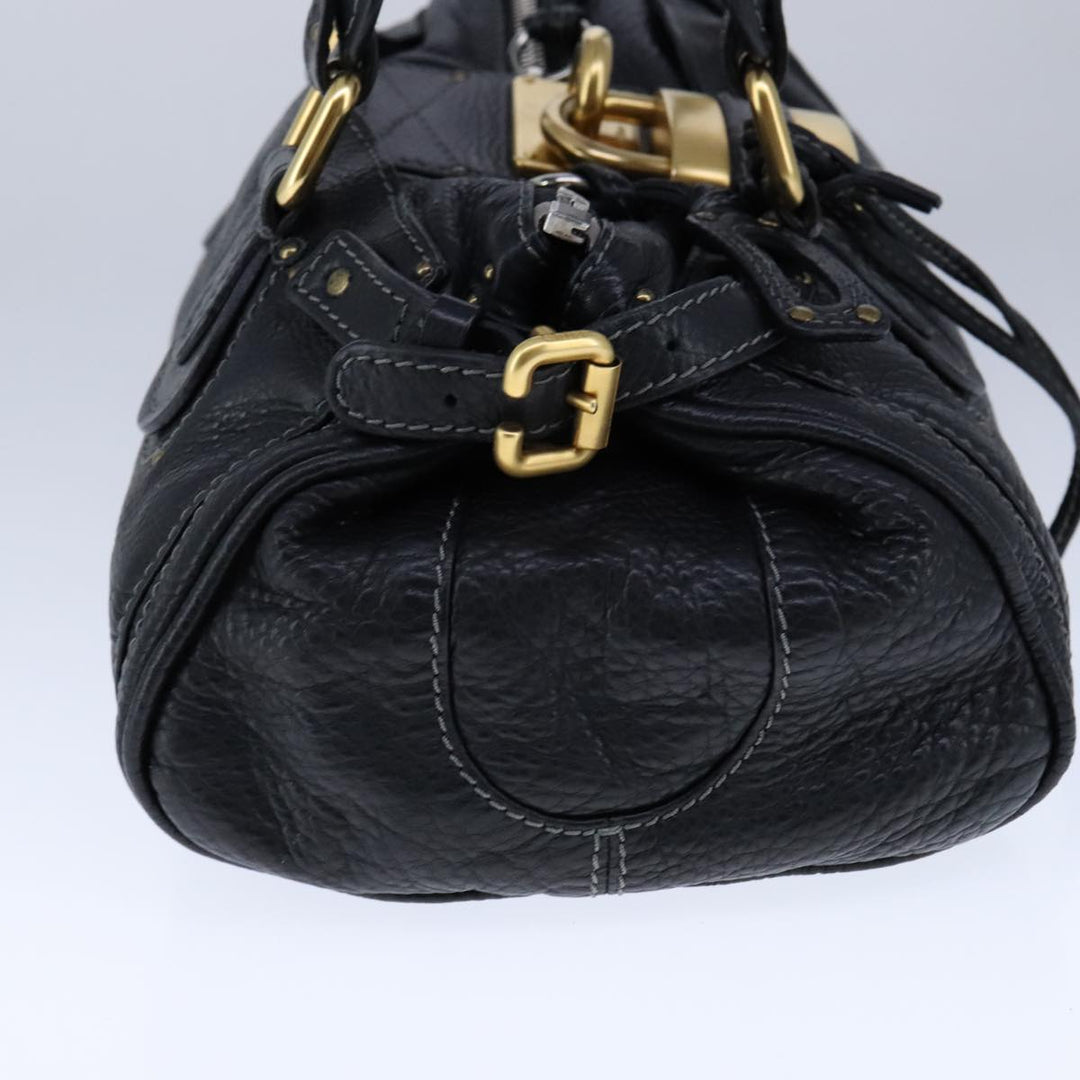 Chloe Paddington Hand Bag Leather Black Gold Silver yk16230