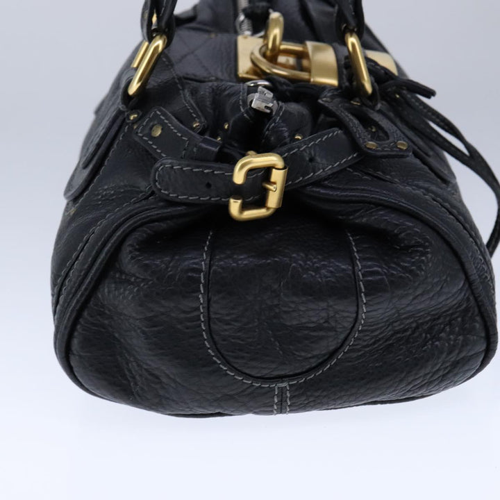 Chloe Paddington Hand Bag Leather Black Gold Silver yk16230