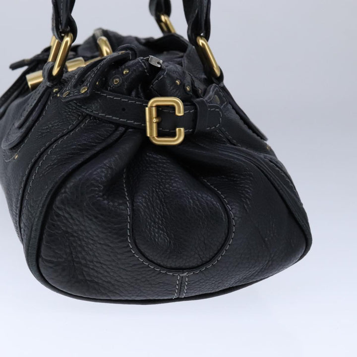 Chloe Paddington Hand Bag Leather Black Gold Silver yk16230
