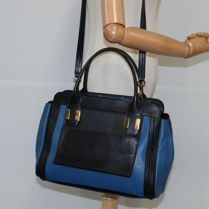 Chloe Alice Hand Bag Leather 2way Blue Black yk16348