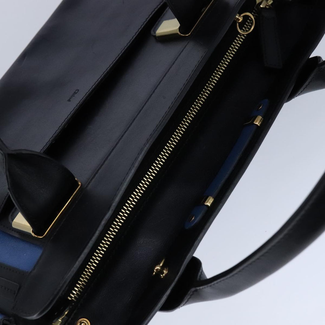 Chloe Alice Hand Bag Leather 2way Blue Black yk16348