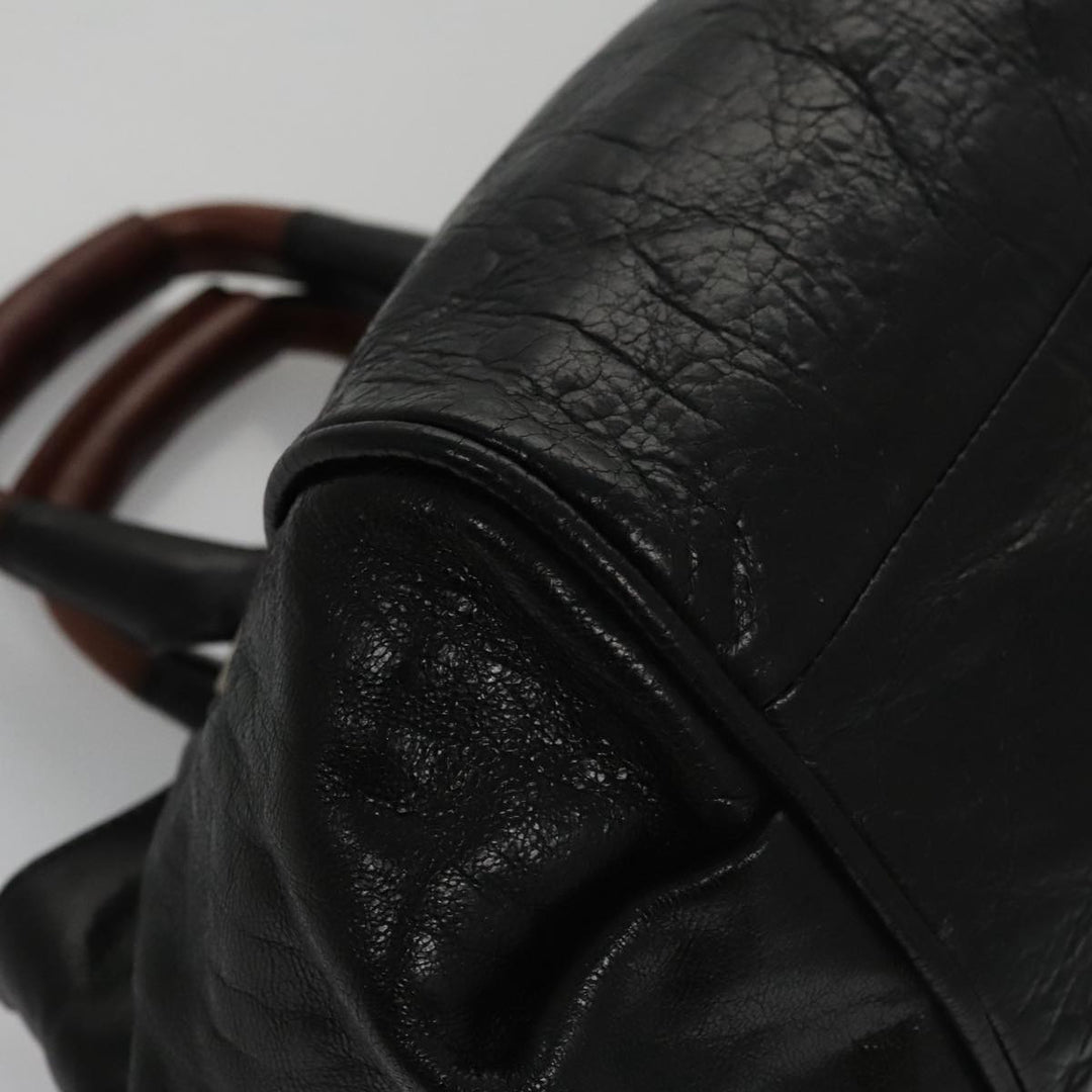 Chloe Etel Hand Bag Leather 2way Black Gold yk16356