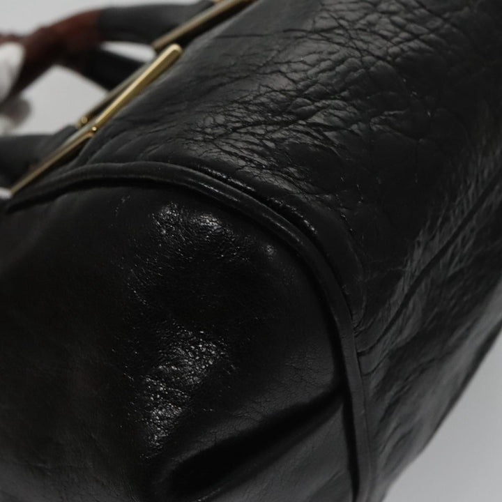 Chloe Etel Hand Bag Leather 2way Black Gold yk16356