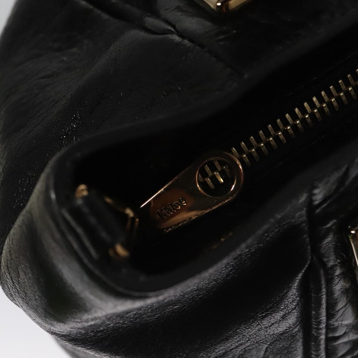 Chloe Etel Hand Bag Leather 2way Black Gold yk16356
