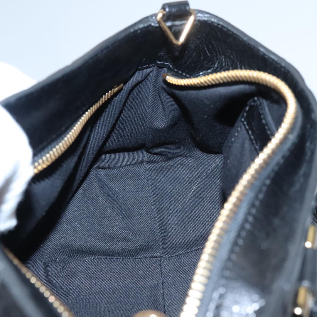 Chloe Etel Hand Bag Leather 2way Black Gold yk16356