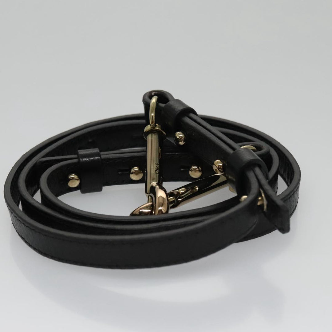Chloe Etel Hand Bag Leather 2way Black Gold yk16356