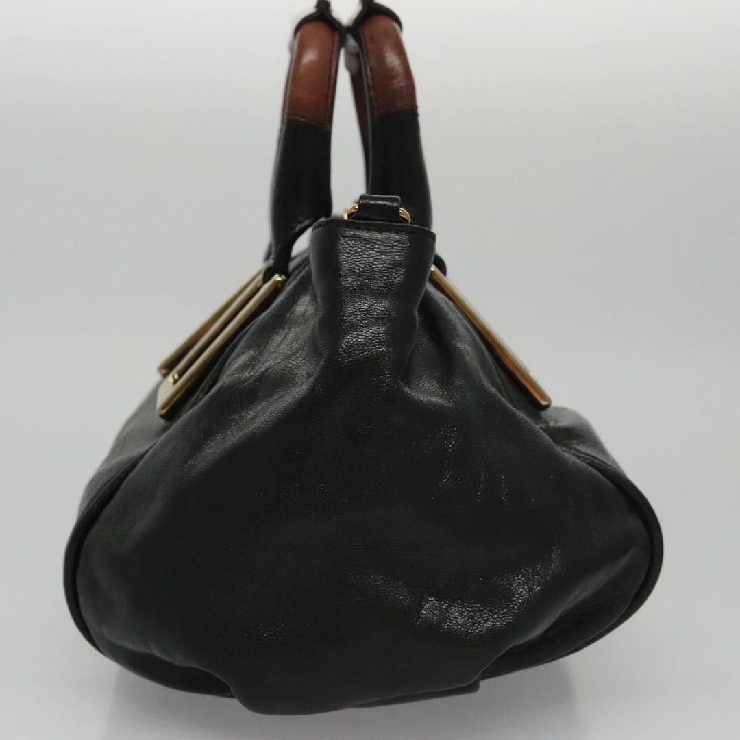Chloe Etel Hand Bag Leather 2way Black Gold yk16356