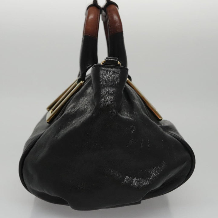 Chloe Etel Hand Bag Leather 2way Black Gold yk16356