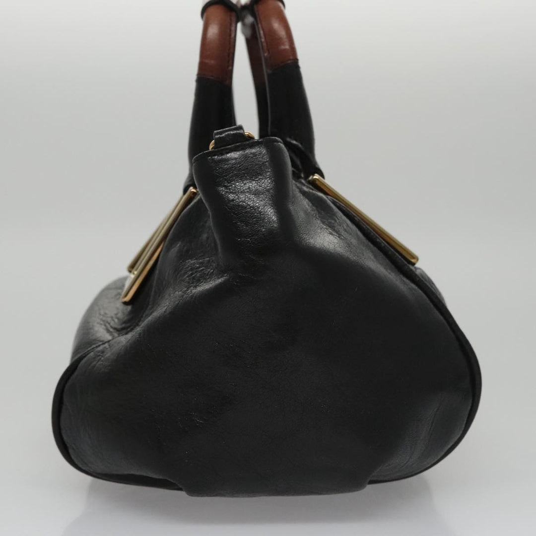 Chloe Etel Hand Bag Leather 2way Black Gold yk16356