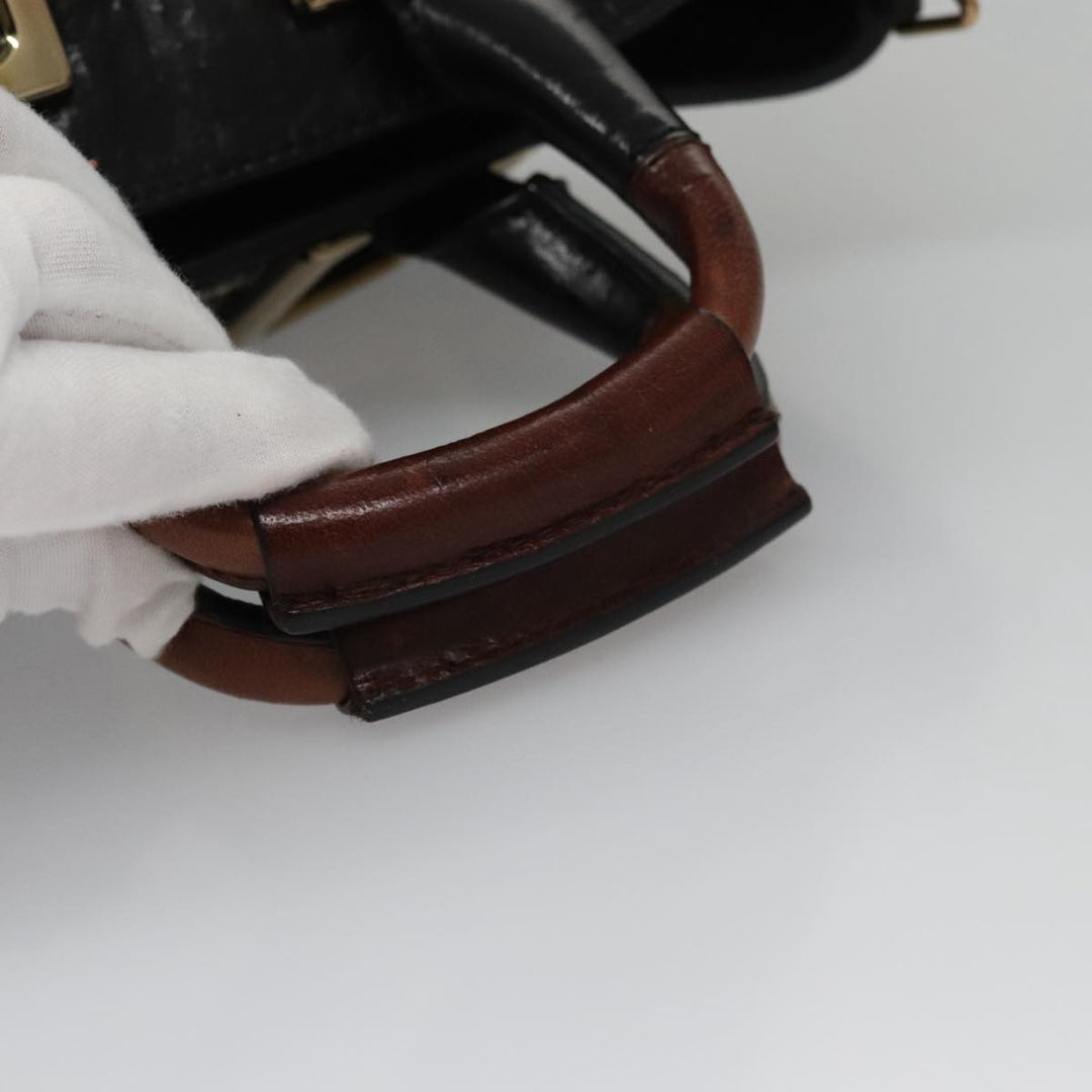 Chloe Etel Hand Bag Leather 2way Black Gold yk16356