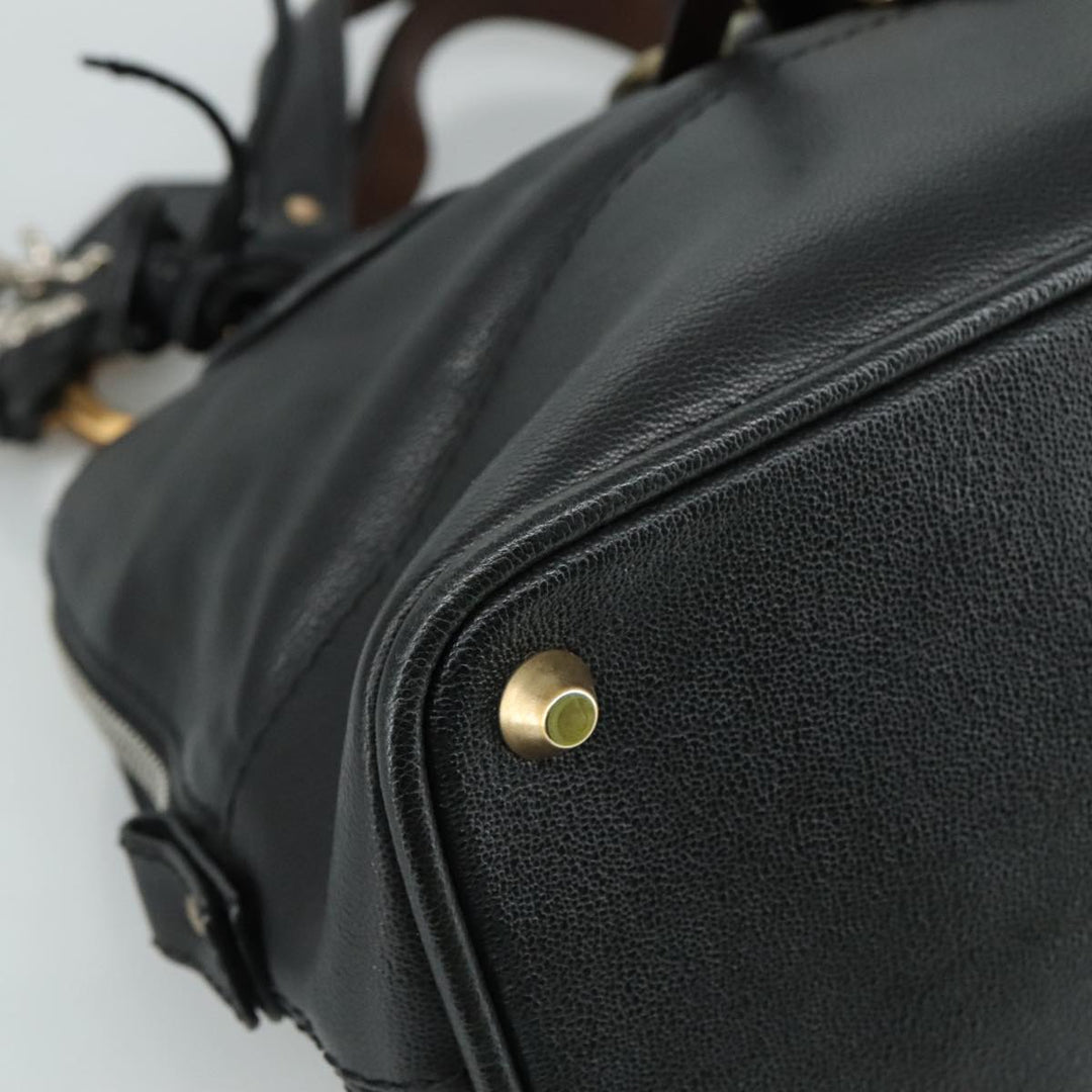 Chloe Kerala Hand Bag Leather Black Silver yk16364