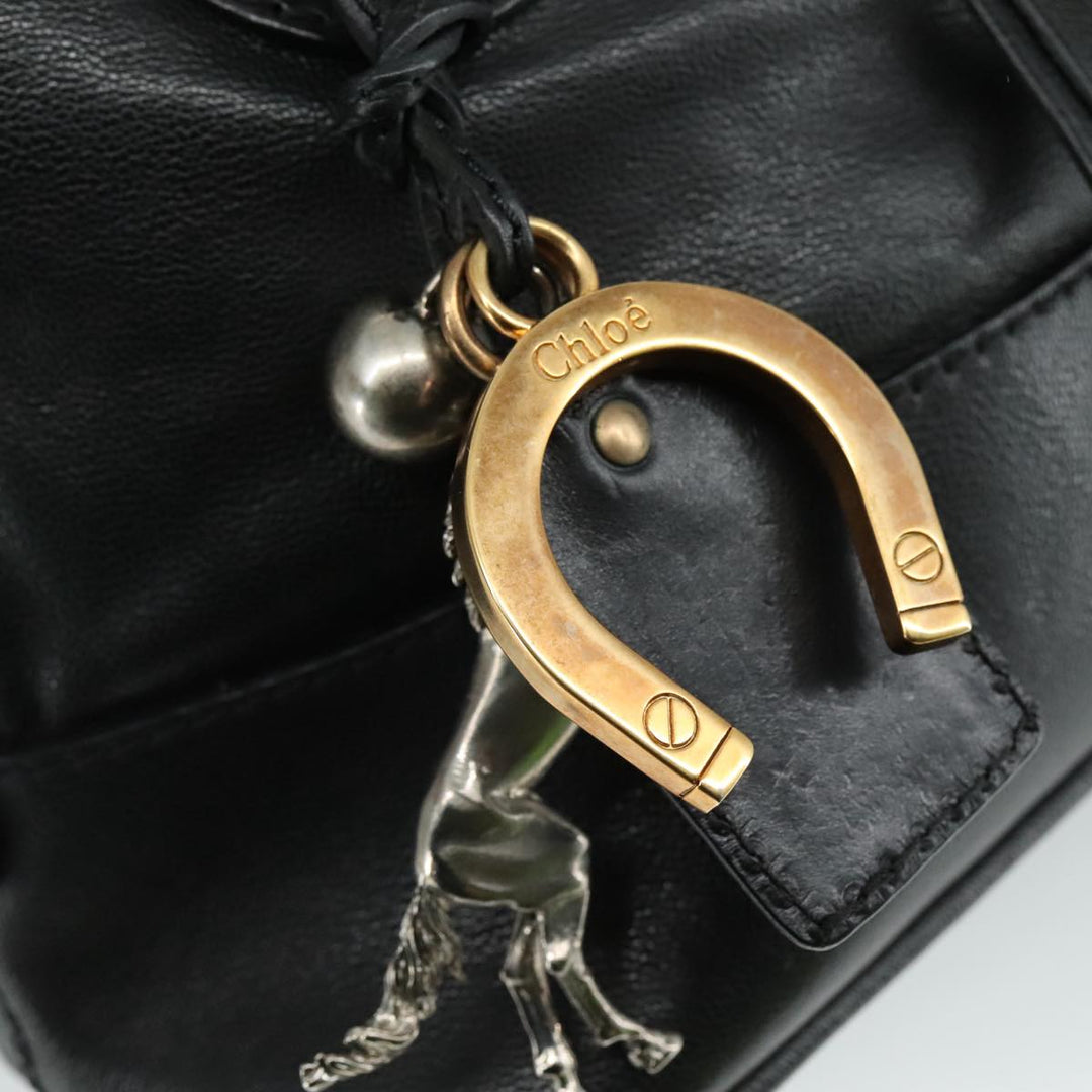 Chloe Kerala Hand Bag Leather Black Silver yk16364