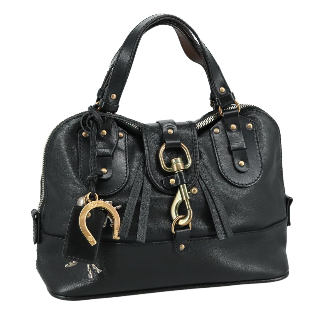 Chloe Kerala Hand Bag Leather Black Silver yk16364