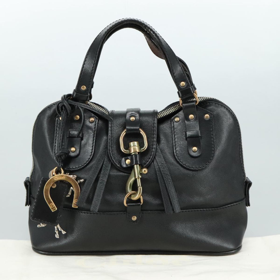 Chloe Kerala Hand Bag Leather Black Silver yk16364