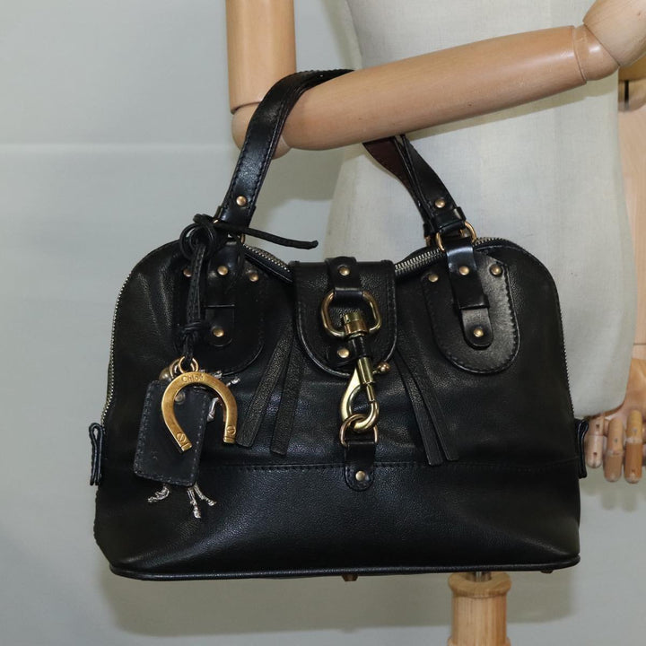 Chloe Kerala Hand Bag Leather Black Silver yk16364
