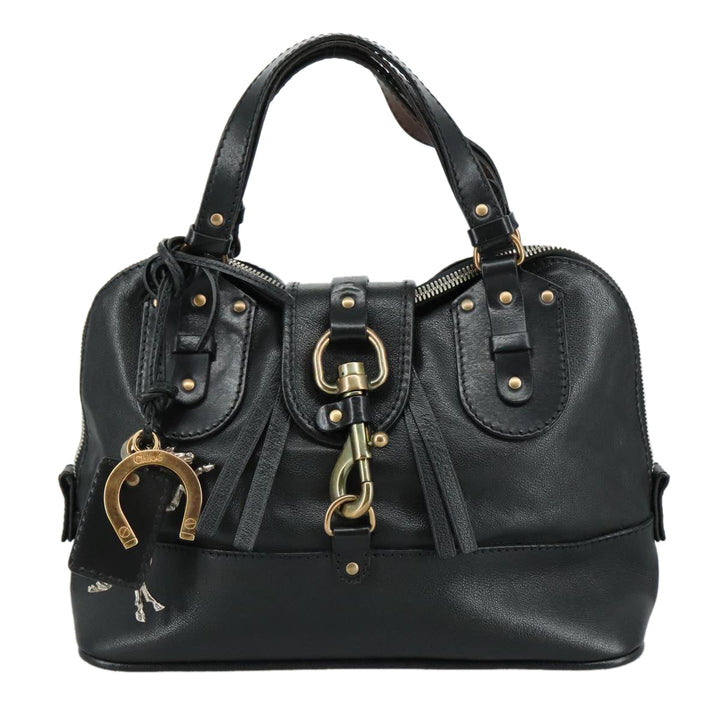 Chloe Kerala Hand Bag Leather Black Silver yk16364