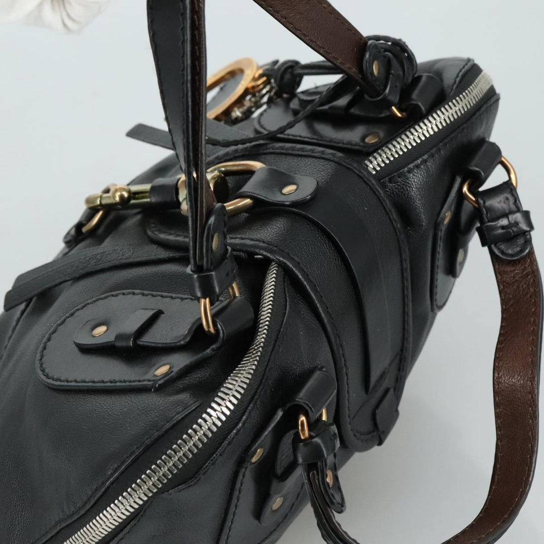 Chloe Kerala Hand Bag Leather Black Silver yk16364