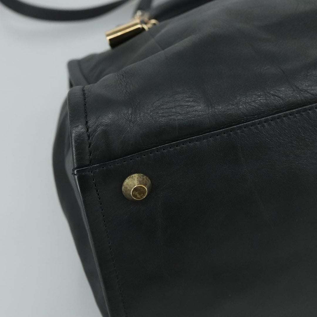 Chloe Victoria Hand Bag Leather 2way Black yk16517