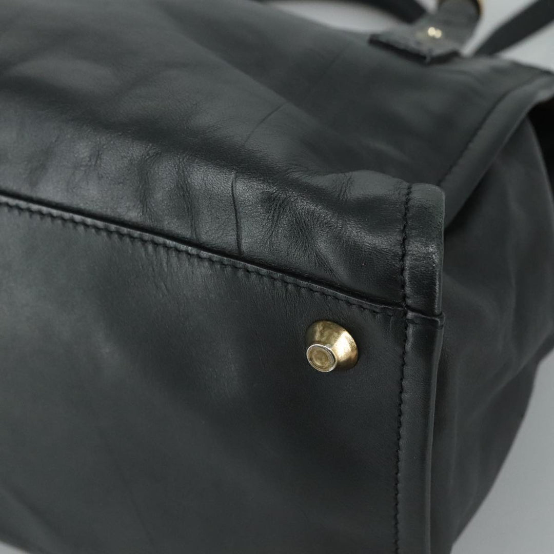 Chloe Victoria Hand Bag Leather 2way Black yk16517