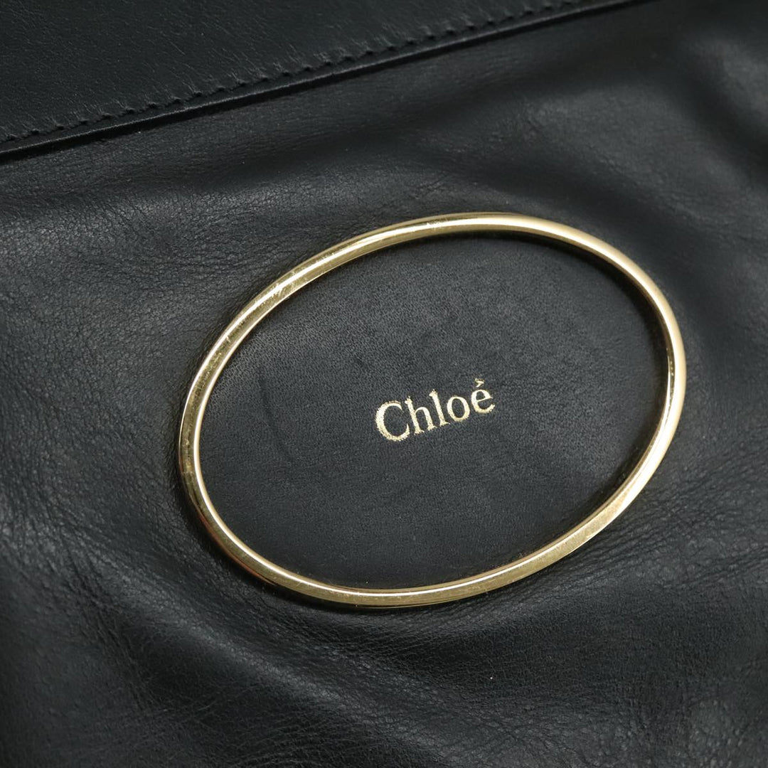 Chloe Victoria Hand Bag Leather 2way Black yk16517