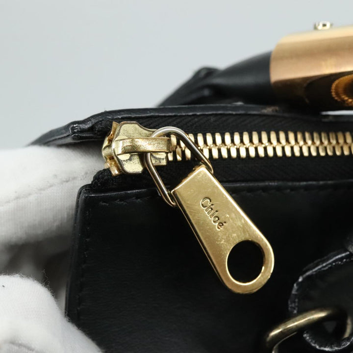 Chloe Victoria Hand Bag Leather 2way Black yk16517