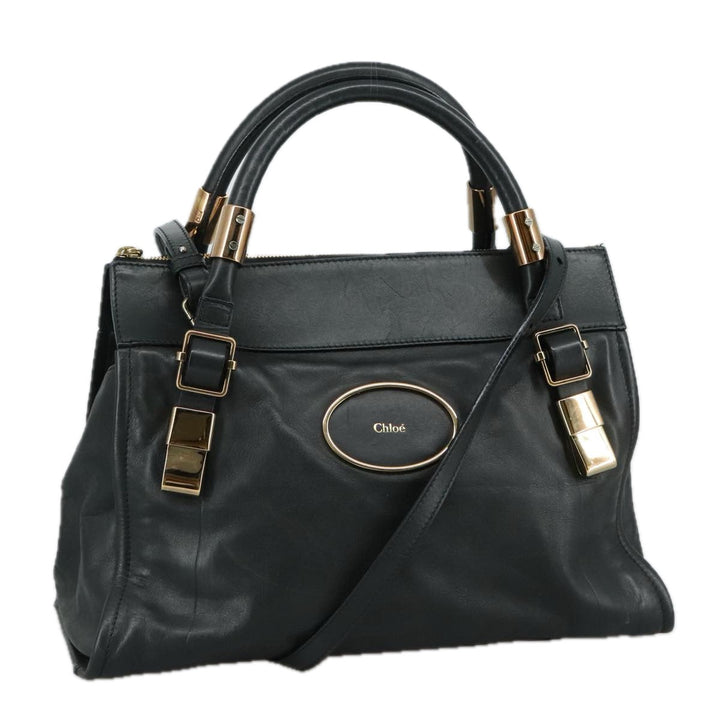 Chloe Victoria Hand Bag Leather 2way Black yk16517