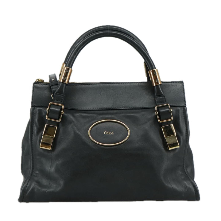 Chloe Victoria Hand Bag Leather 2way Black yk16517
