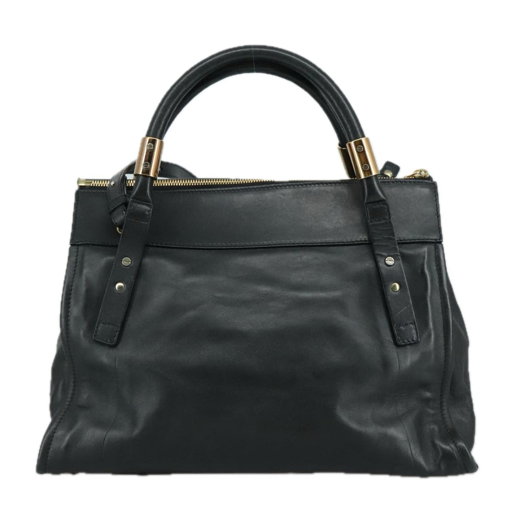 Chloe Victoria Hand Bag Leather 2way Black yk16517