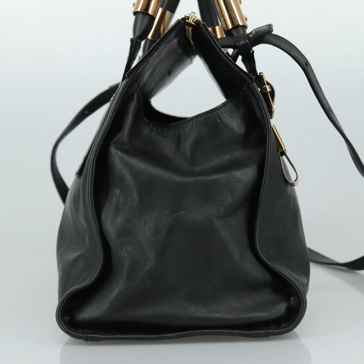 Chloe Victoria Hand Bag Leather 2way Black yk16517