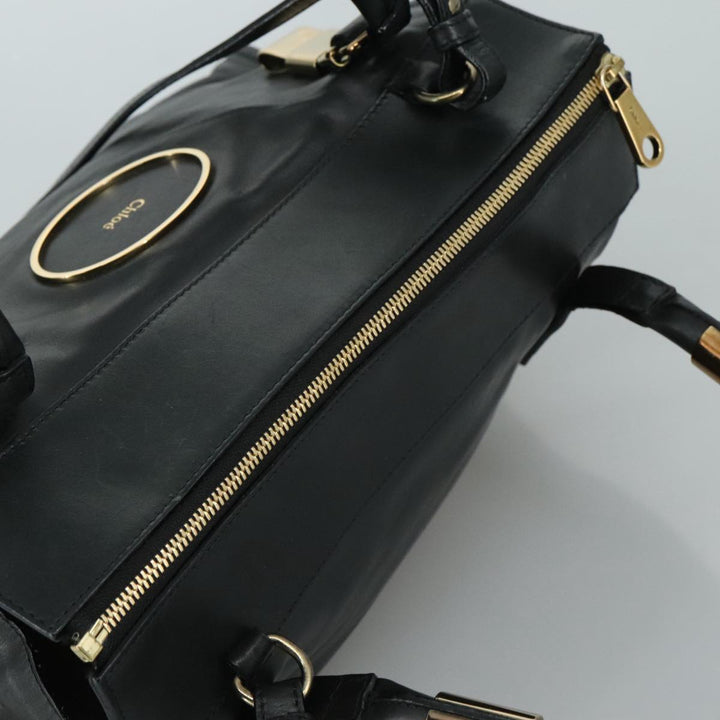 Chloe Victoria Hand Bag Leather 2way Black yk16517