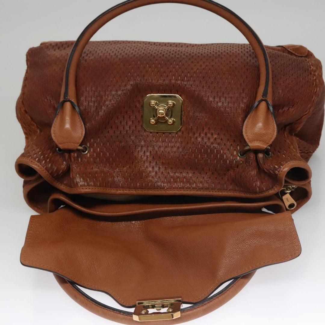 Chloe Elsie Hand Bag Leather Brown yk16519
