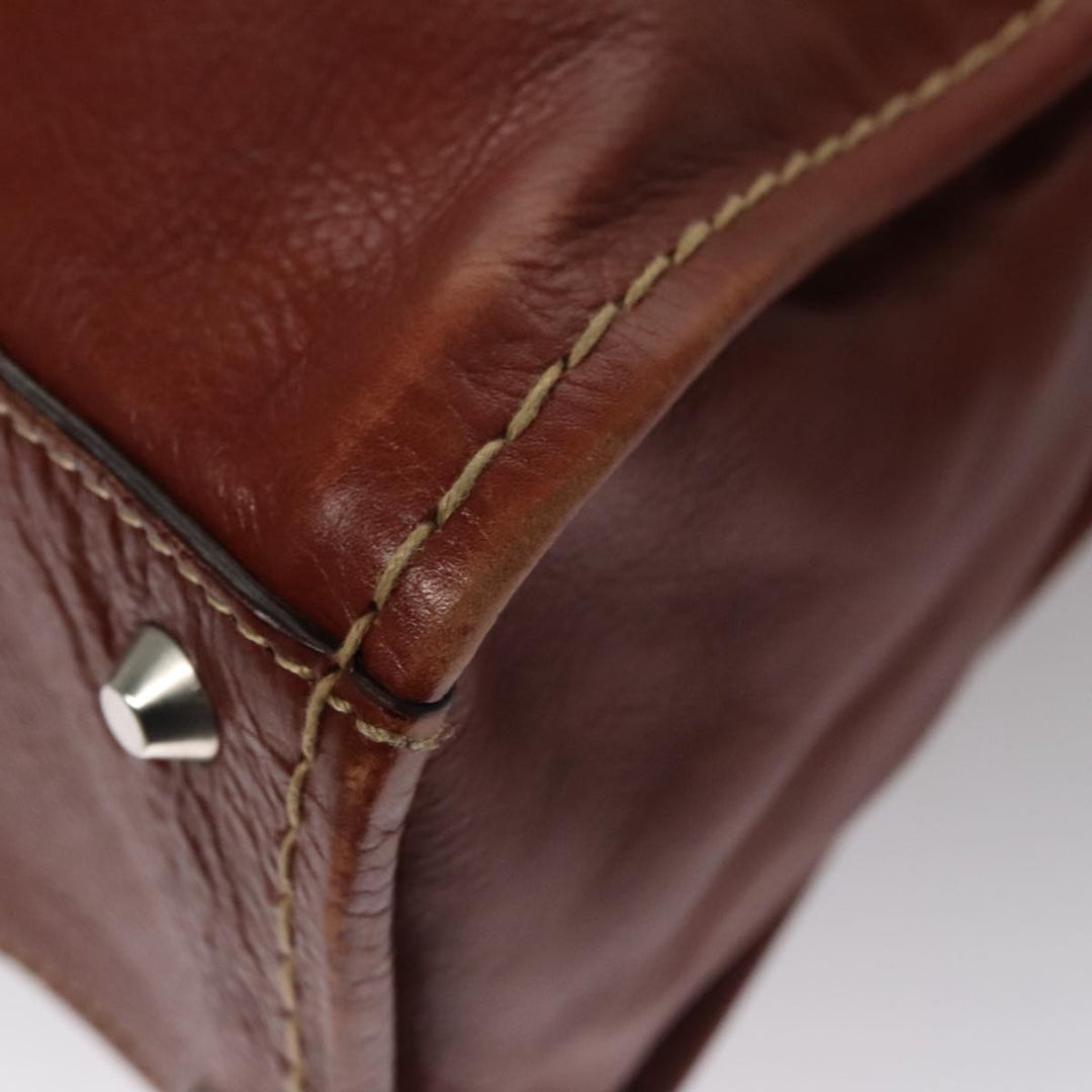 Chloe Edith Hand Bag Leather Brown Silver yk16622