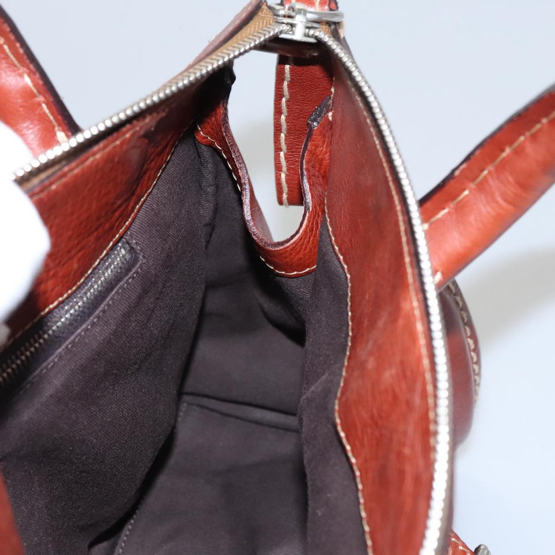Chloe Edith Hand Bag Leather Brown Silver yk16622