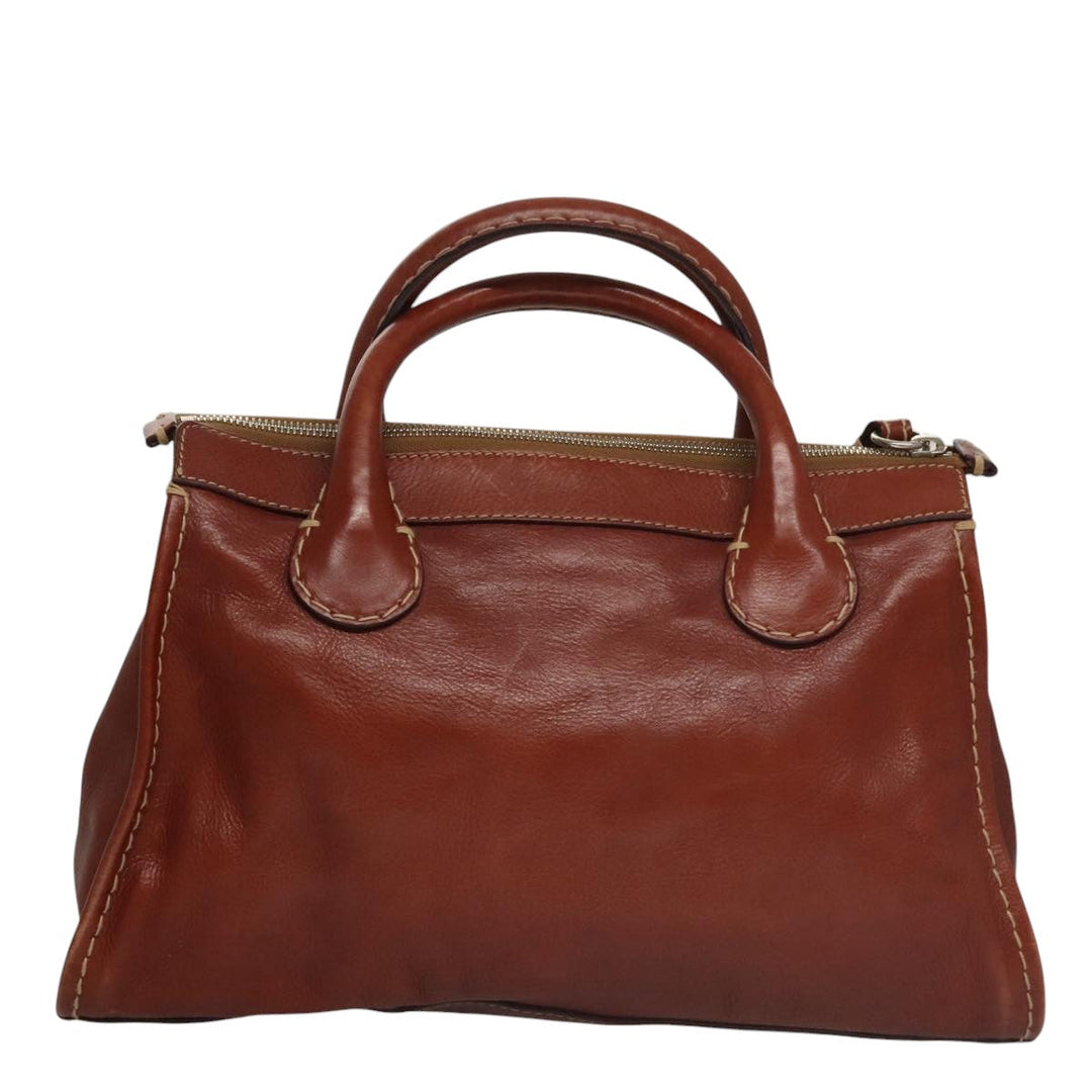 Chloe Edith Hand Bag Leather Brown Silver yk16622