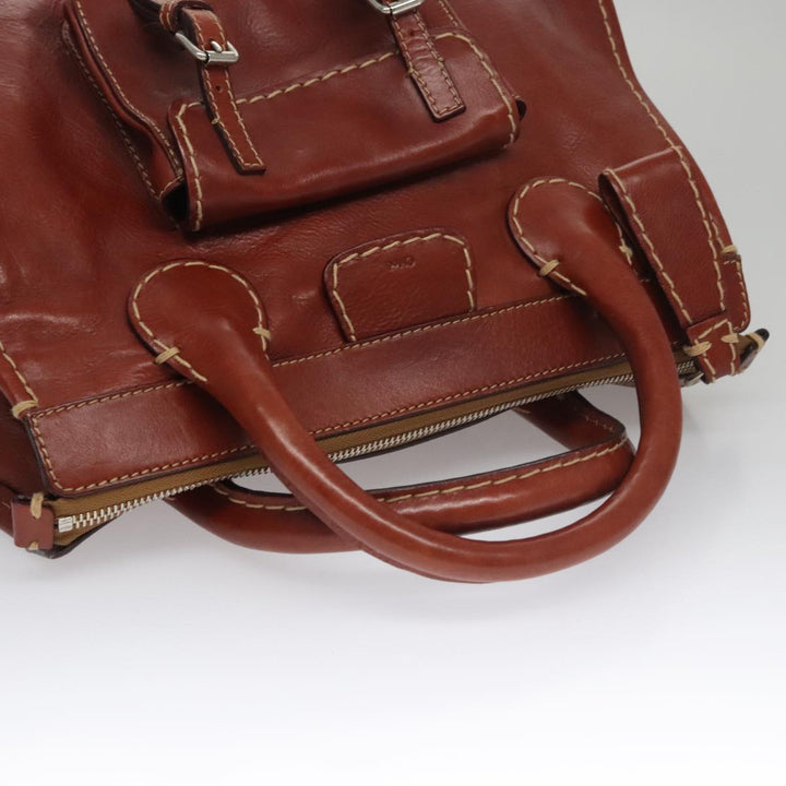 Chloe Edith Hand Bag Leather Brown Silver yk16622