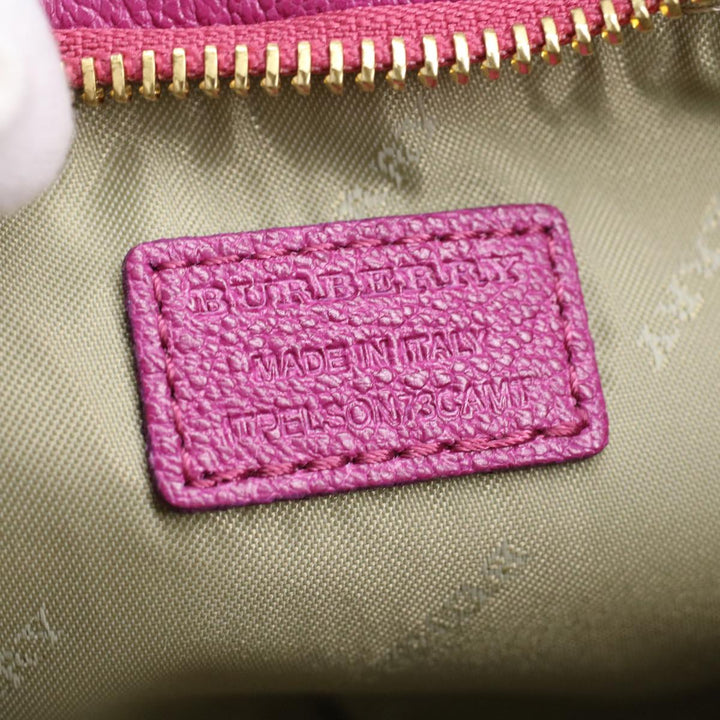 Burberry Nova Check Chain Accessory Pouch PVC Leather Beige Pink Auth yk5442