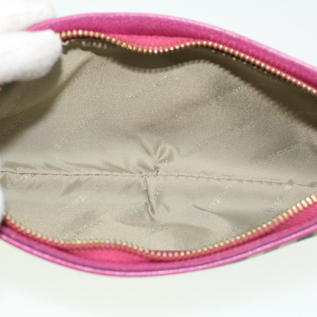 Burberry Nova Check Chain Accessory Pouch PVC Leather Beige Pink Auth yk5442